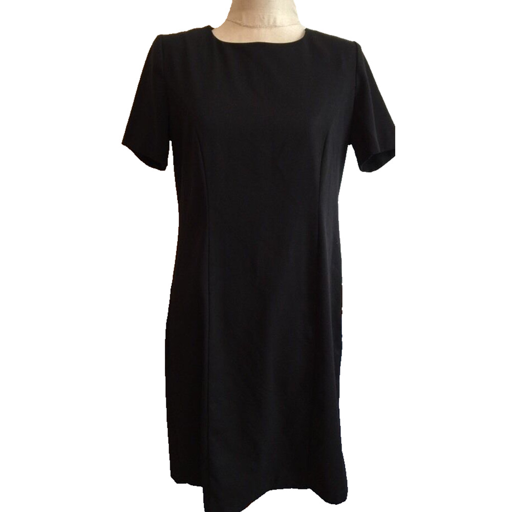 6P 220 Hickory (Blair) Petite Vintage Black Rayon Blend Sheath Dress Shoulder Pa